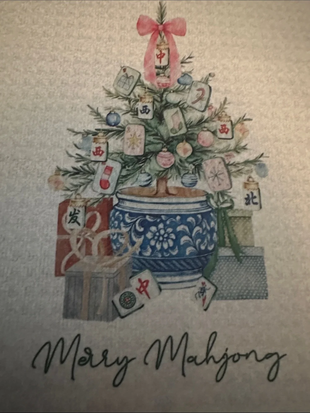 Set of two Merry Mahjong Holiday decorative dish towels